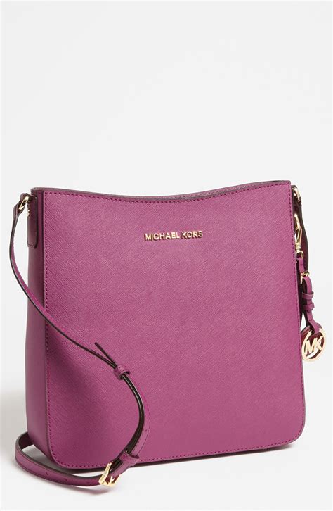 michael kors large crossgrain leather dome crossbody bag purple|Michael Kors large crossbody handbags.